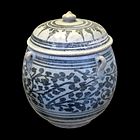 带釉下装饰的带盖悬挂罐，泰国，公元 14 至 16 世纪