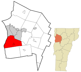 Location in Chittenden County and the state of Vermont.