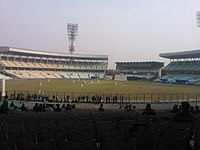 Eden Gardens under floodlights during a match