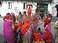 Preparing for Holika Dahan, Kathamandu, Nepal.