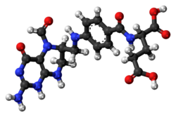 Ball-and-stick model of the folinic acid molecule