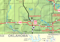 堪萨斯州运输部（英语：Kansas Department of Transportation）的肖托夸县地图（图例）
