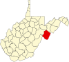 標示出彭德爾頓郡位置的地圖