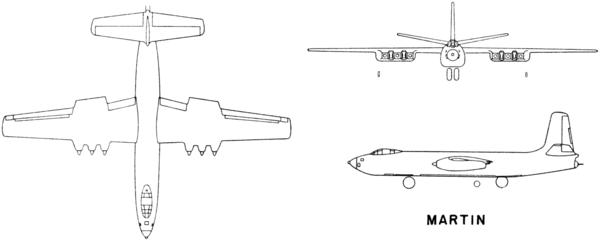 3-view line drawing of the Martin XB-48