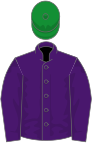 Purple, purple sleeves, green cap