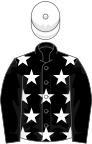 Black, white stars on body, white cap