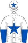 White, royal blue star, halved sleeves and star on cap