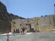 Entrance to the historic Castillo de San Cristóbal. The fort was built by the Spanish authorities and is located in San Juan, Puerto Rico. The fort was finished in 1783 and on 10 May 1898, the first shot which marked Puerto Rico's entry into the Spanish-American War was ordered by Captain Ángel Rivero Méndez against the USS Yale from the Castillo San Cristóbal's cannon batteries. In 1983, the fort was declared a World Heritage Site by the United Nations.