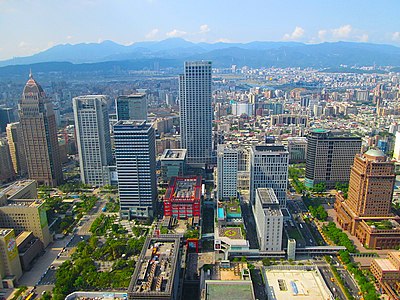 View of Xinyi District from Taipei Nan Shan Plaza Observatory.