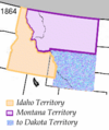 Areas ceded to the Montana and Dakota Territories in 1864