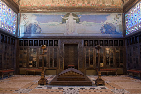 Crematorium interior, (1908–1910) with symbolist murals by Charles l'Eplattenier (1912)