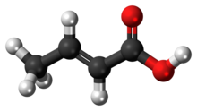 Ball-and-stick model of the crotonic acid molecule