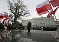 Visit of the President of the Republic of Poland Lech Kaczyński in Lublin. Litewski Square, Polish Post Office building and the baobab tree in the background, 2008.