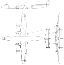 3-view line drawing of the Lockheed L-1049A Super Constellation