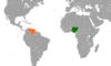 Location map for Nigeria and Venezuela.