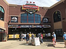 Fans line up outside WellSpan Park prior to a game in September 2019