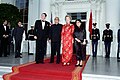 1985年7月23日，中国国家主席李先念、夫人林佳楣与里根及其夫人合影