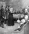 A depiction of the Salem witch trials, which took place about 12–13 years before Sherwood's trial