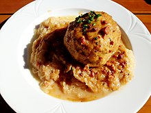 Bacon dumpling with Bayrisch Kraut