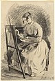 A woman painting at an easel (Study for Sophie Unternährer at her easel)