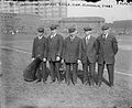 The umpires lined up before a game of the 1915 World Series at Baker Bowl
