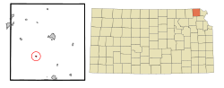 Location within Brown County and Kansas