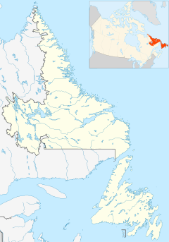 努纳齐亚福特在纽芬兰与拉布拉多省的位置
