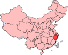 A map of China with Zhejiang province highlighted