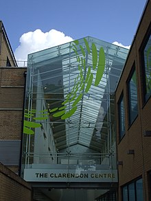 Entrance to a shopping centre, made of glass