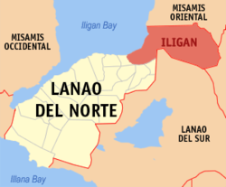 Map of Northern Mindanao with Iligan highlighted