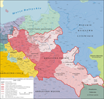 1333年至1370年左右的立陶宛与波兰地图，可看见立陶宛－波兰边界。