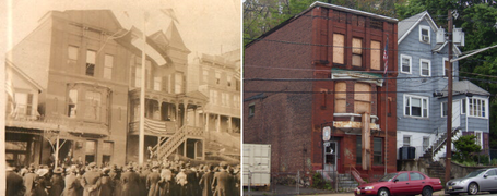 The city's old town hall, just north of the Shippen Stairs, c. 19th century and in 2010
