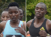 Diana Kipyokei and Benson Kipruto at the 2021 Boston Marathon