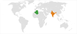 Map indicating locations of Algeria and India