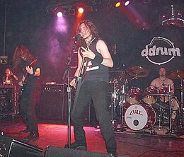 Evile performing in 2008