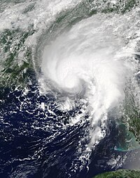 A satellite image of Tropical Storm Fred on August 16, 2021