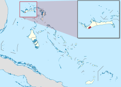 The city of Freeport highlighted in red in Bahamas