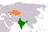 Location map for India and Kazakhstan.