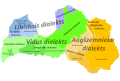 地图显示拉脱维亚的方言地理分布