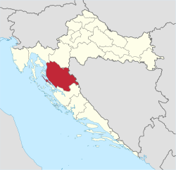 利卡-塞尼县在克罗地亚的位置