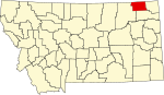 丹尼尔斯县在蒙大拿州的位置