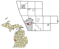 罗斯福帕克在马斯基根县及密歇根州的位置（以红色标示）
