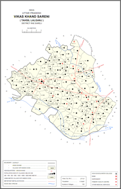 Map showing Dhanpalpur (#747) in Sareni CD block