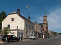 Sedan, view to the street (Rue des Ecoliers) with church