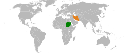 Map indicating locations of Sudan and Iran