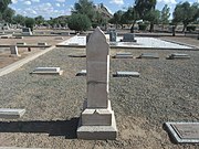 Grave site of Winchester Miller (?-1893). Miller was a pioneer who made his home in Tempe. He was a former soldier in the Confederate Army of the United States who moved to Arizona after the American Civil War ended. Within a few years he had one of the most prosperous farms in the Valley. He was president of the Tempe irrigating Canal Company and served as Maricopa County Sheriff in the 1870s and 80s. He was also a trustee of the Tempe School District # 3. Miller is buried in sec. B.