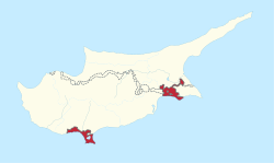 图中红色部分为阿克罗蒂里和泽凯利亚主权基地区