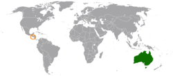 Map indicating locations of Australia and El Salvador