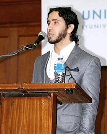 Daniel Hukamdad, UNASA UCT Chairperson speaking at UCT's Upper Campus in 2022