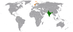 Map indicating locations of India and Norway